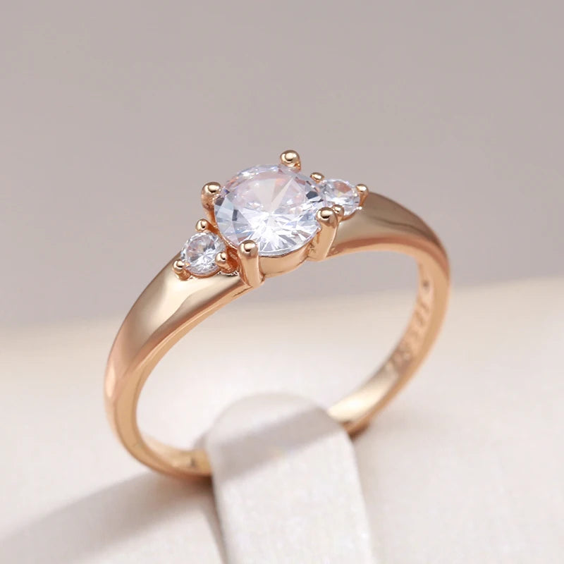 Natural Zircon Crystal Rings, Luxury Jewelry, 585 Rose Gold Ring.