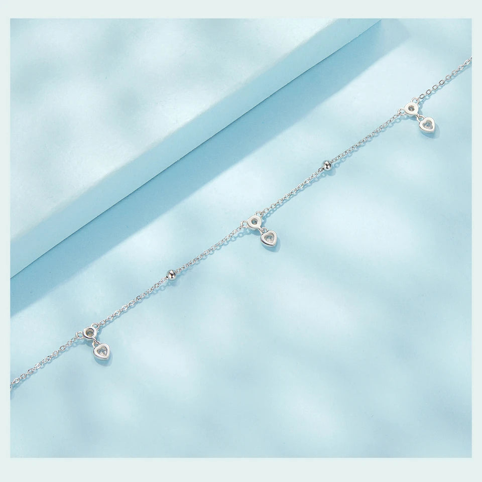 Pure 925 sterling silver snake chain anklet, adjustable.