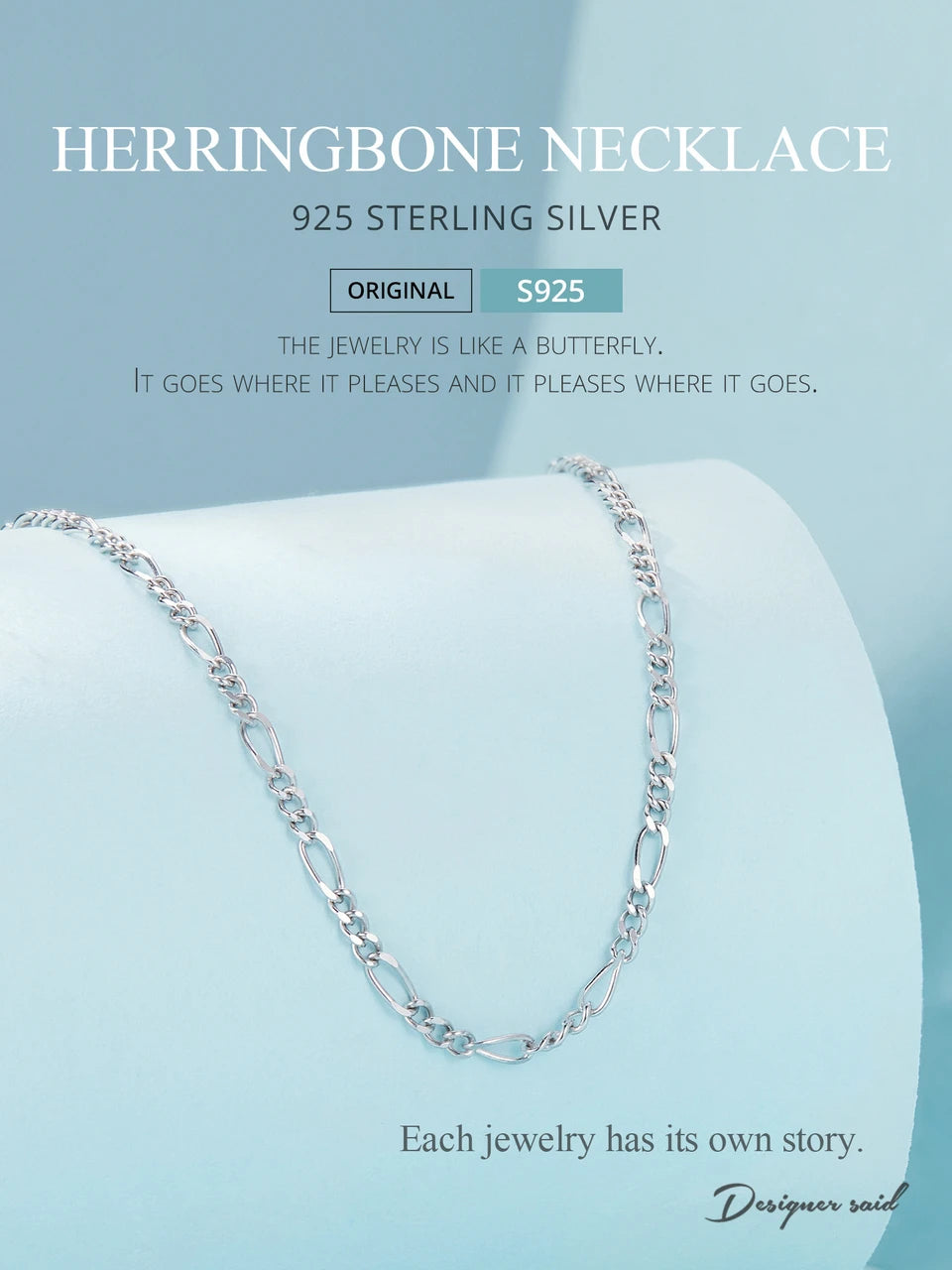 Classic necklace in genuine 925 sterling silver.