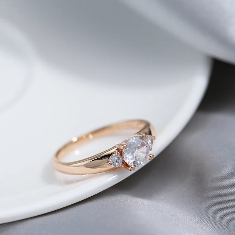 Natural Zircon Crystal Rings, Luxury Jewelry, 585 Rose Gold Ring.