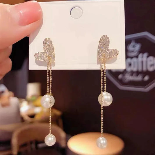 Pearl tassel earrings. high quality