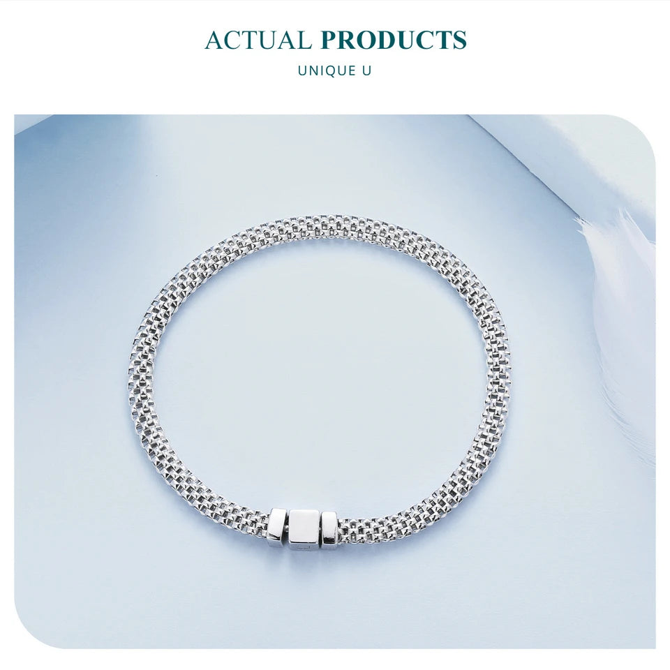 Luxury 925 Sterling Silver Knitted Mesh Bracelets.