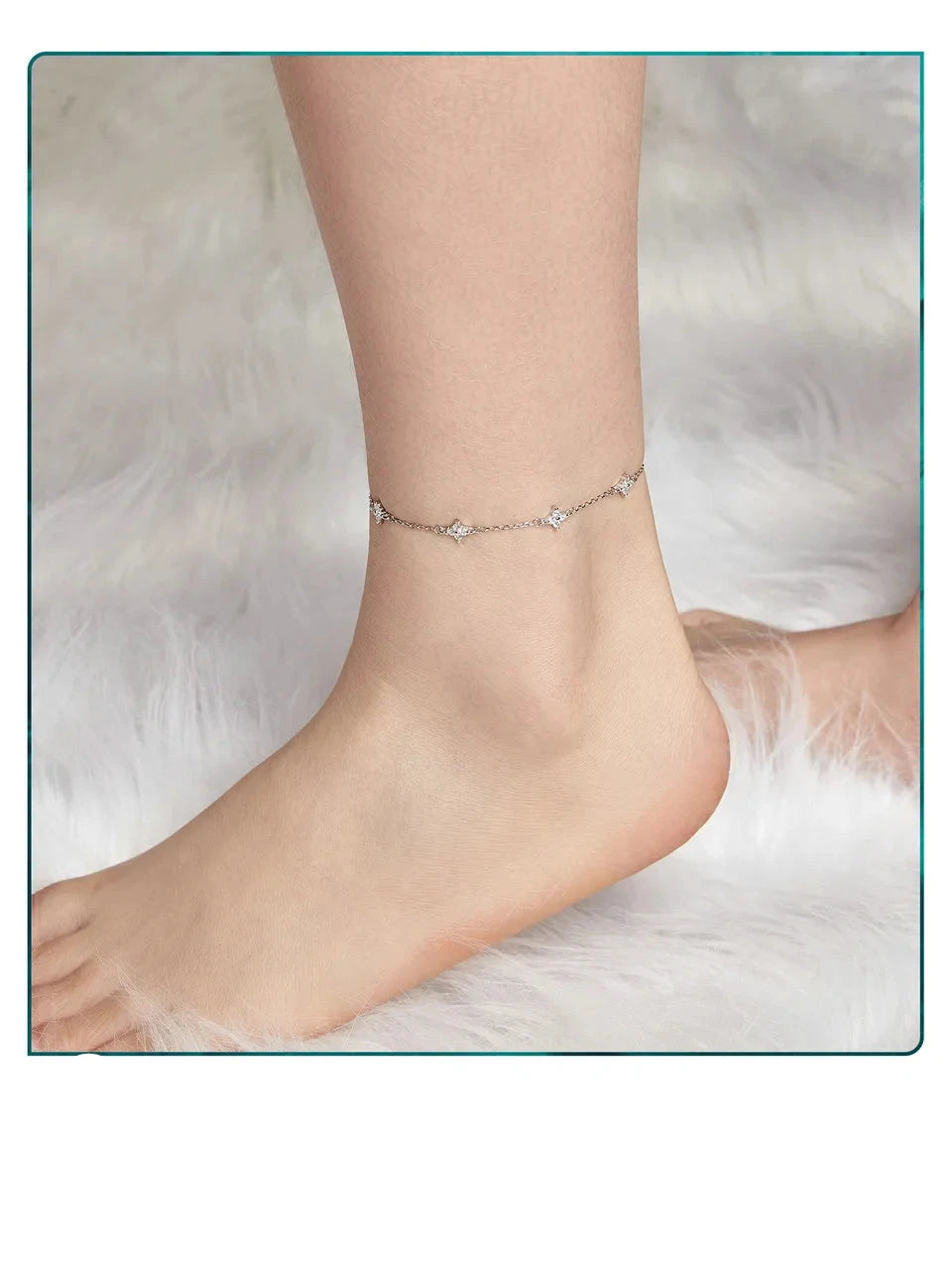 Pure 925 Sterling Silver Four Leaf Clover Anklet BST008.