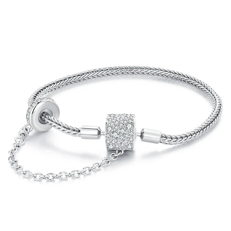 Genuine 925 Sterling Silver charm bracelet.