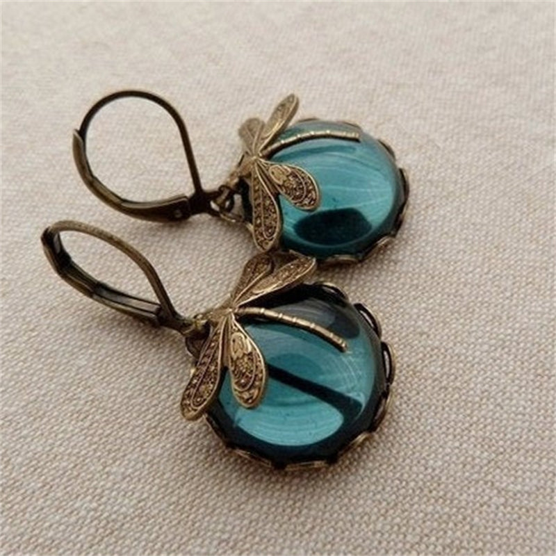 Vintage Earrings With Dragonfly Motif.