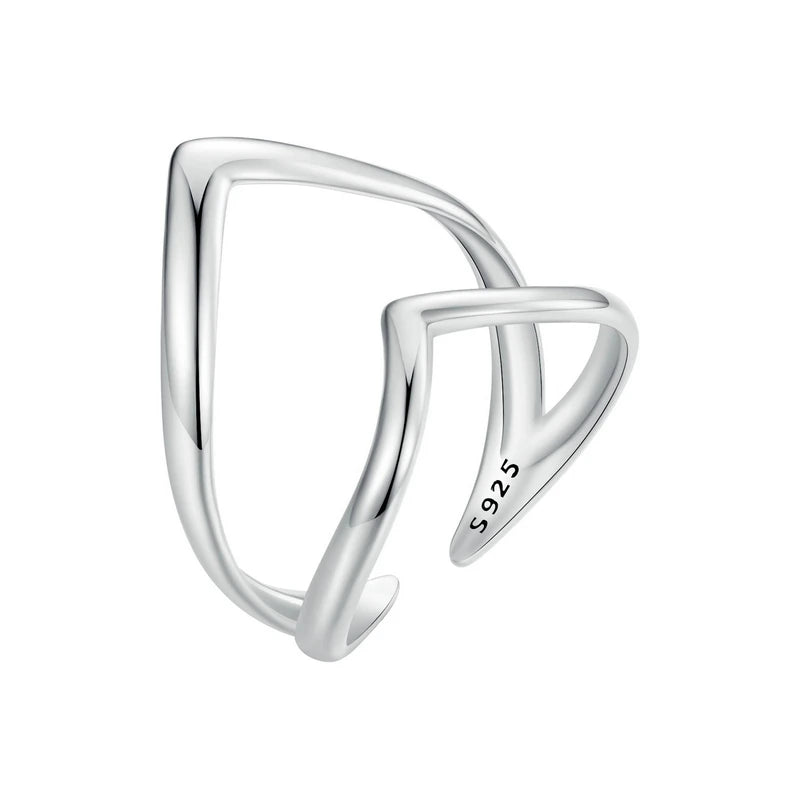 Genuine 925 Sterling Silver Double Heart Ring.