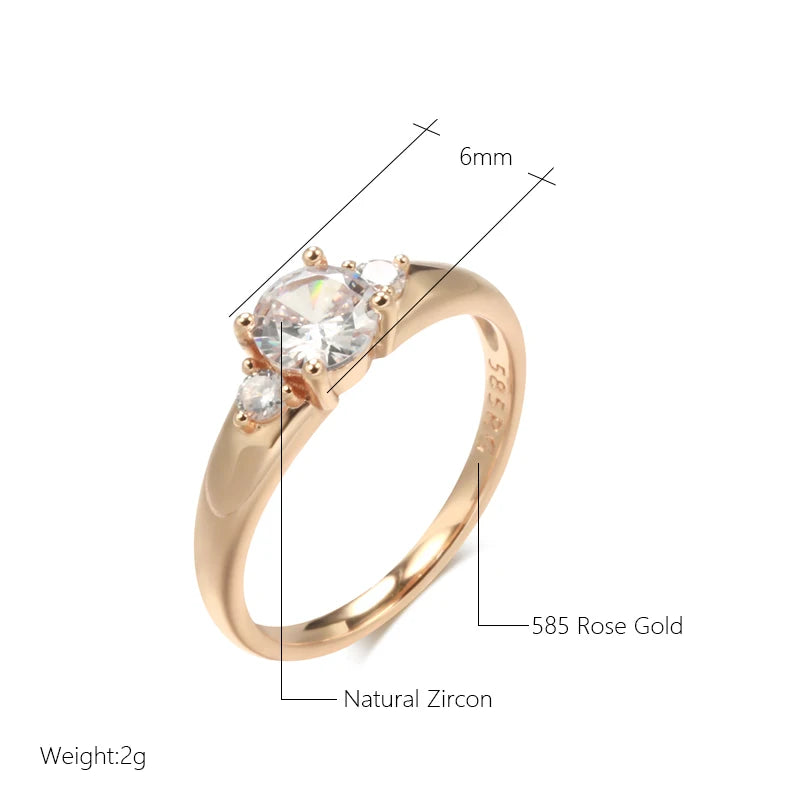 Natural Zircon Crystal Rings, Luxury Jewelry, 585 Rose Gold Ring.