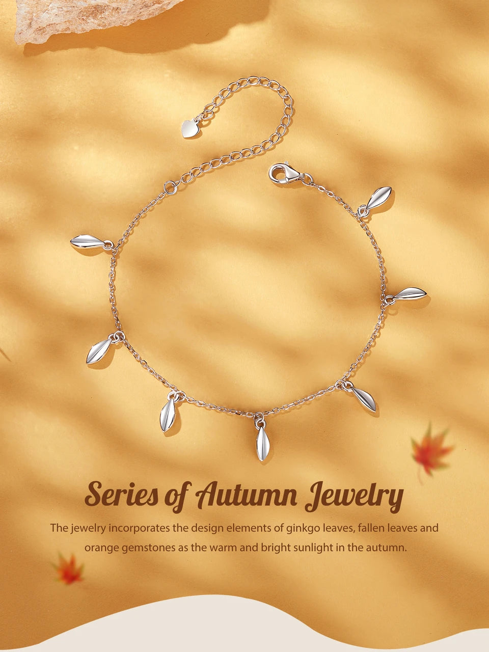 100% Pure 925 Sterling Silver Happiness Leaf Bracelet