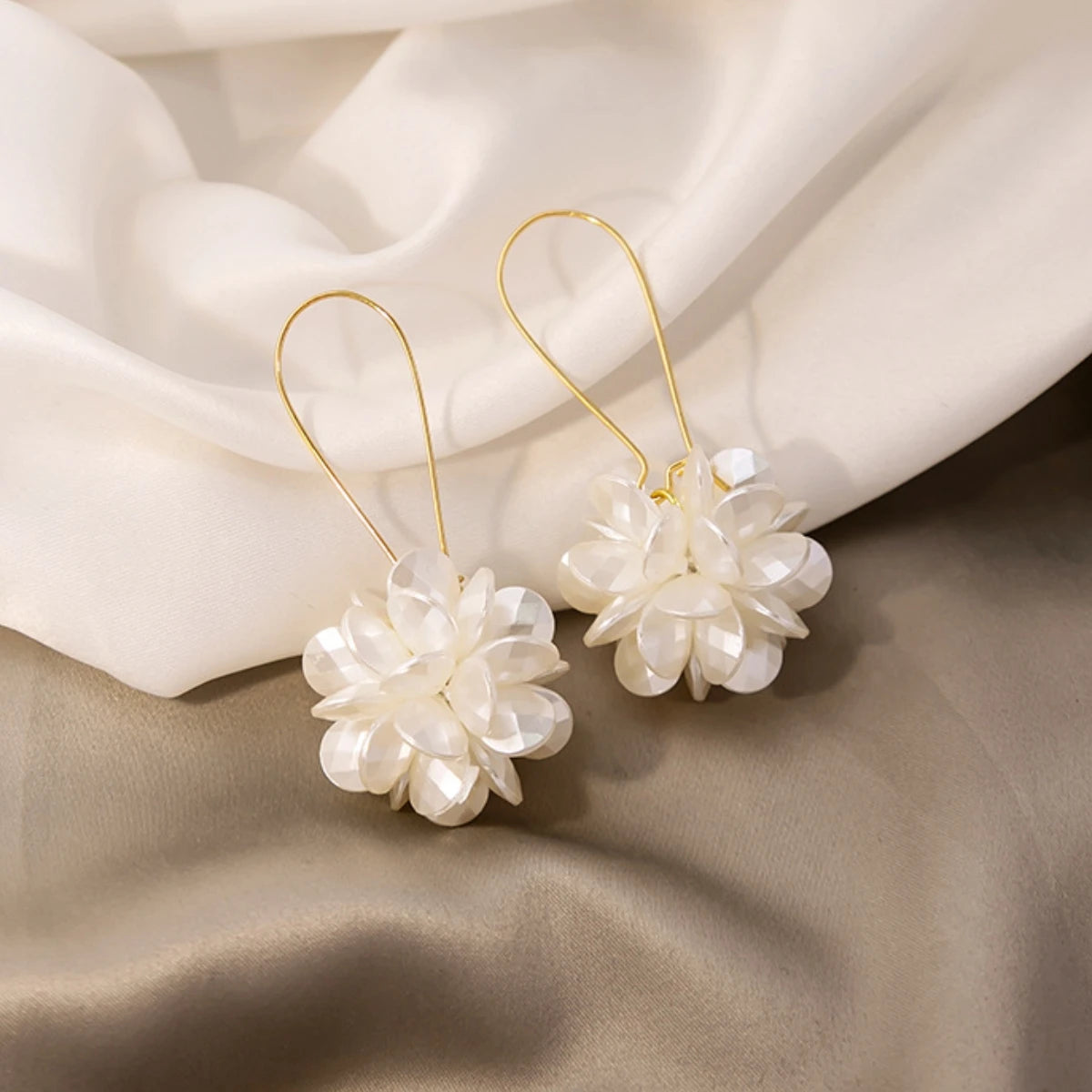 Pearl Petal Ball Earrings, Luxury Jewelry