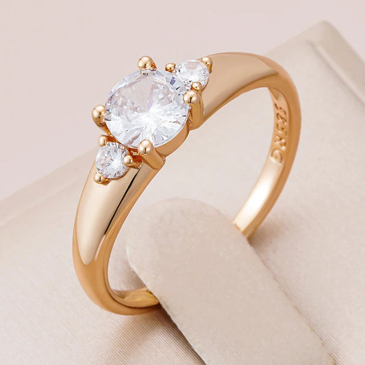 Natural Zircon Crystal Rings, Luxury Jewelry, 585 Rose Gold Ring.