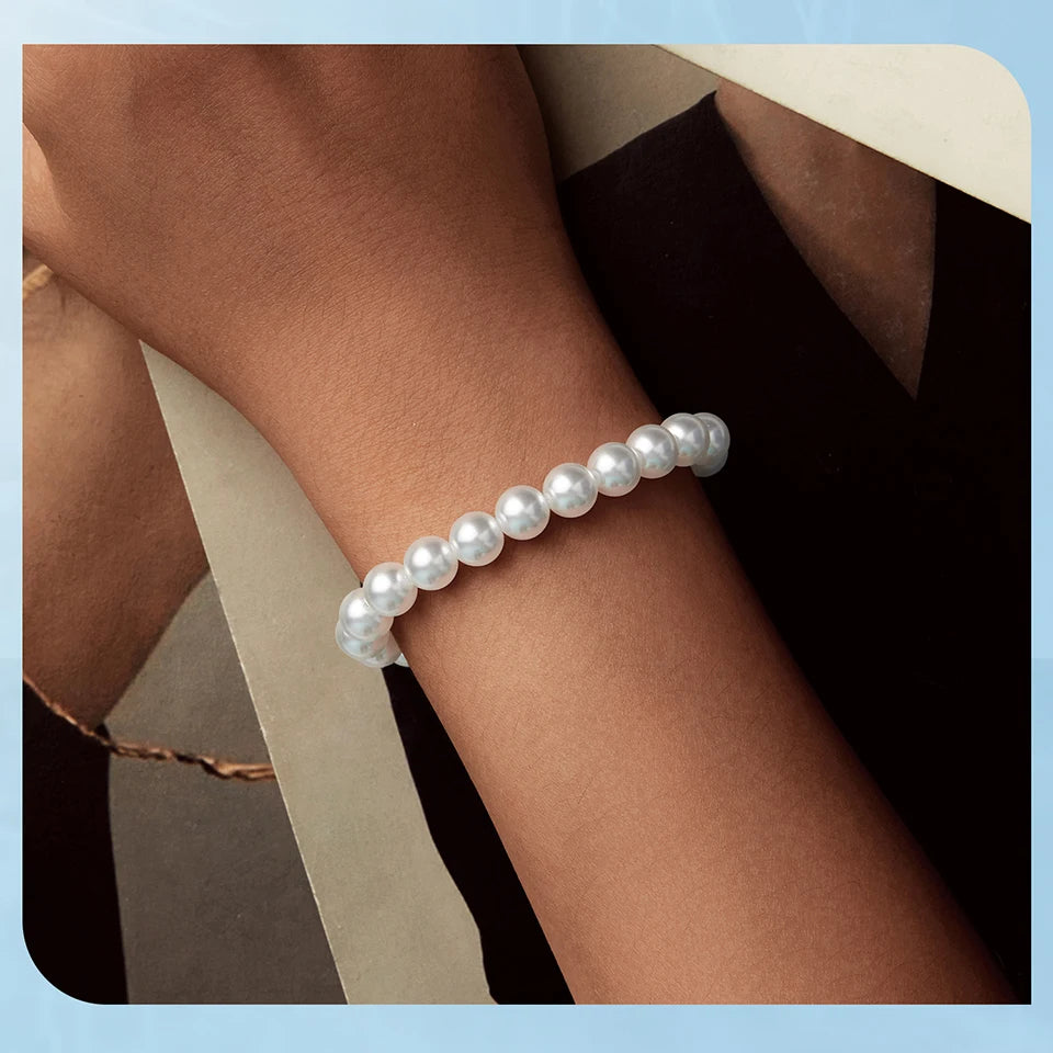 Shell Pearl Necklace and Bracelet. Luxurious Pure 925 Sterling Silver.