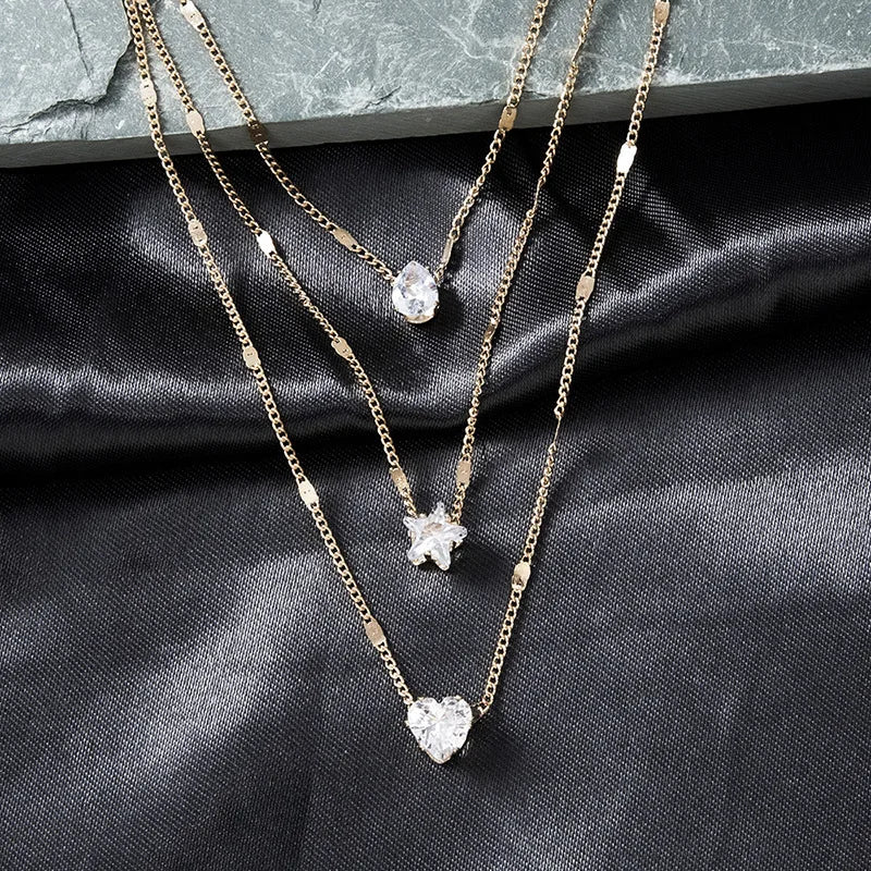 Luxury Star Water Drop Pendant Necklace.