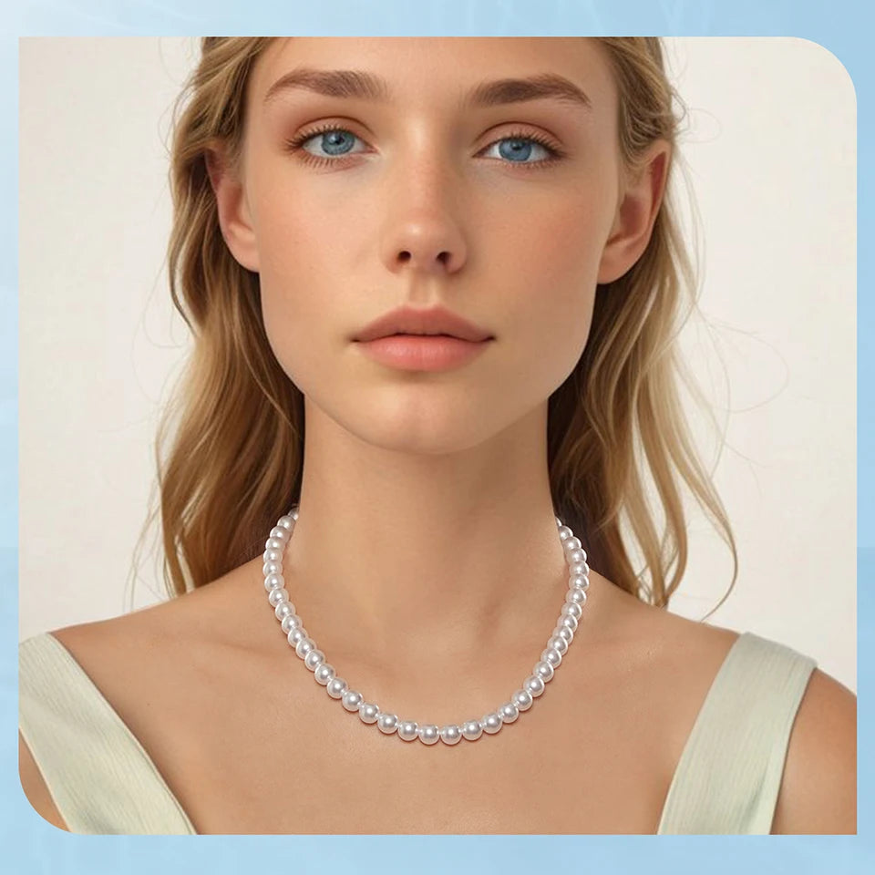 Shell Pearl Necklace and Bracelet. Luxurious Pure 925 Sterling Silver.