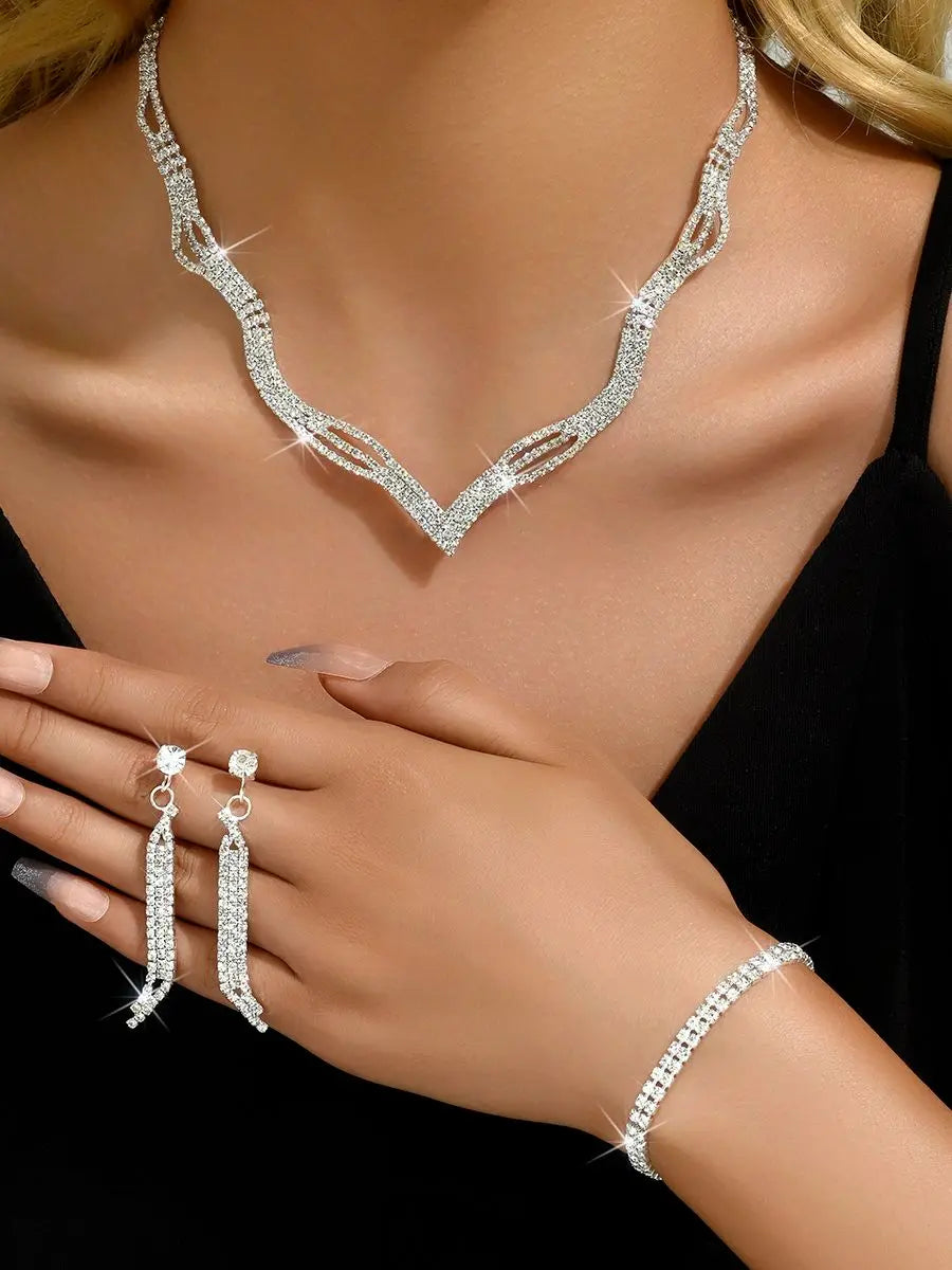 Trendy luxury jewelry, necklace, earrings, bracelet.