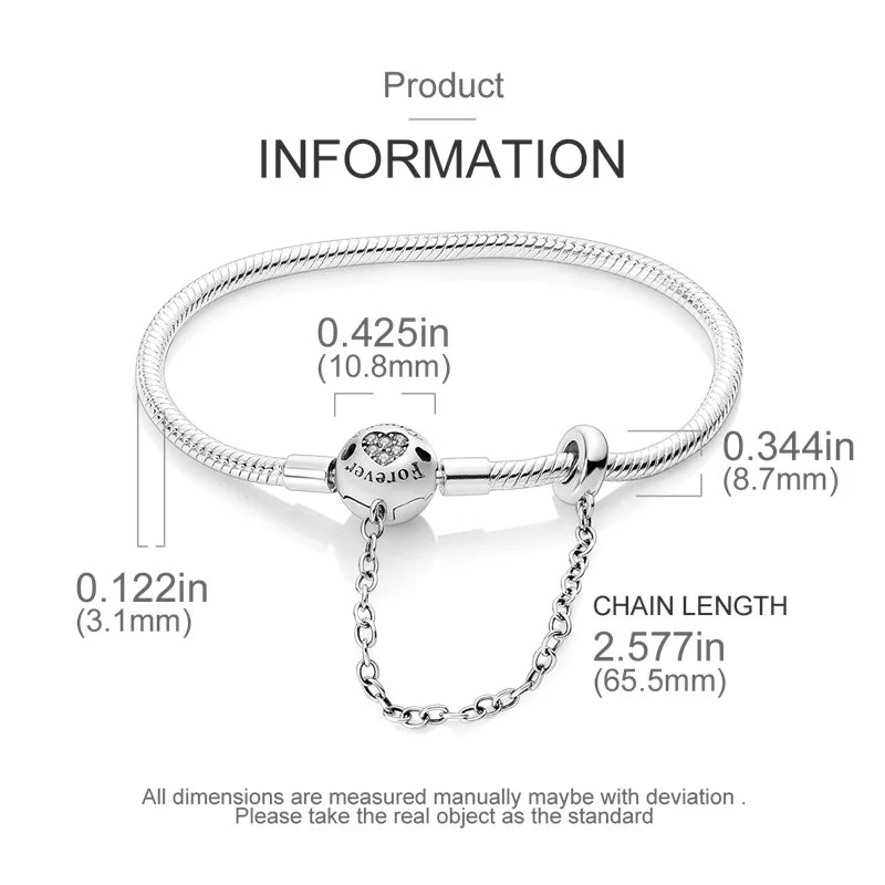 Charms Pure 925 Sterling Silver Bracelets. High Quality.