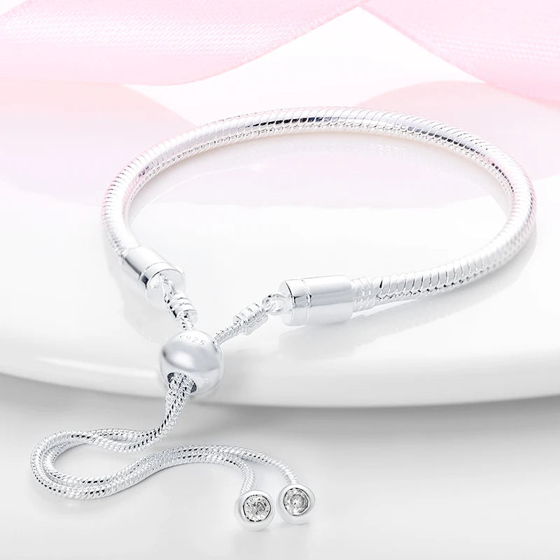 Charms Pure 925 Sterling Silver Bracelets. High Quality.