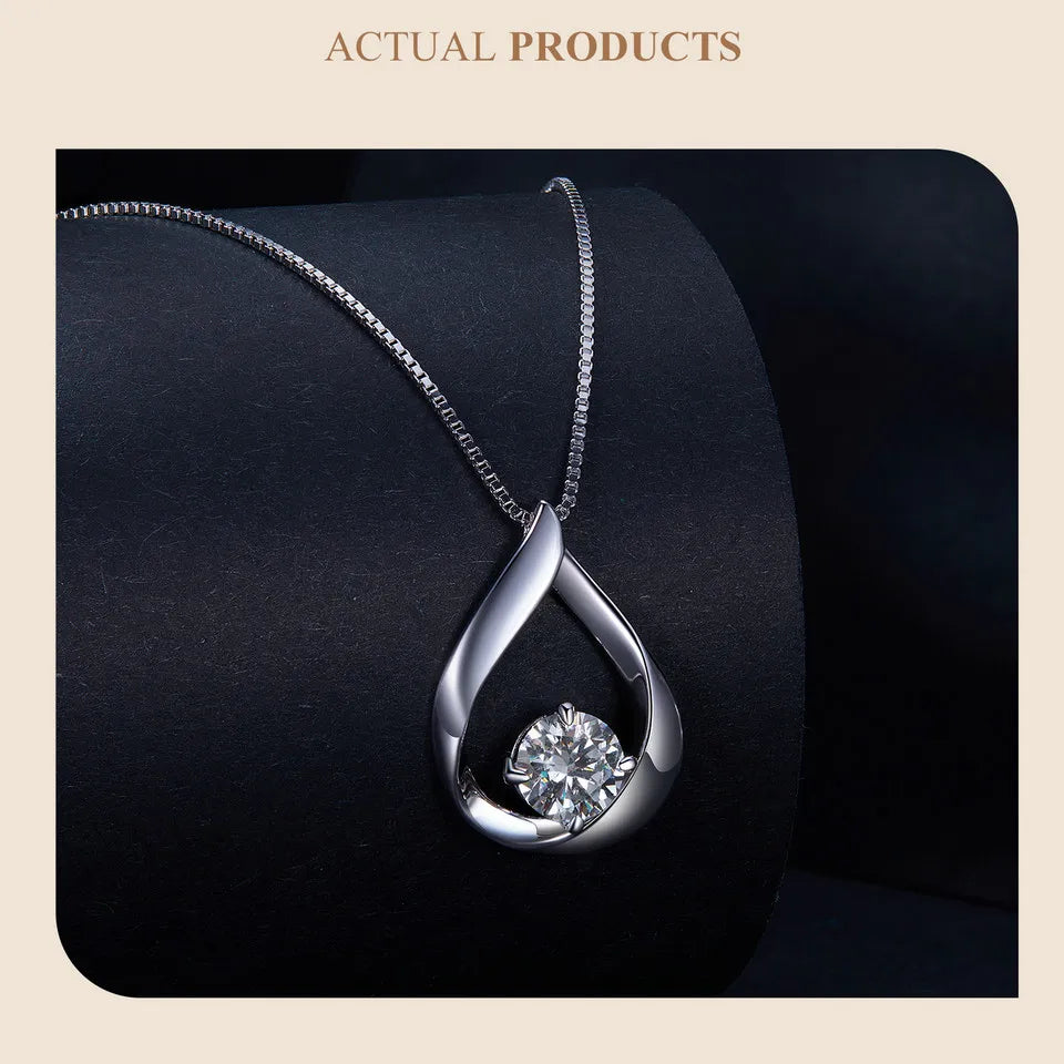 Luxury Lab Diamond Necklace and Earrings Set 925 Sterling Silver Pendants.