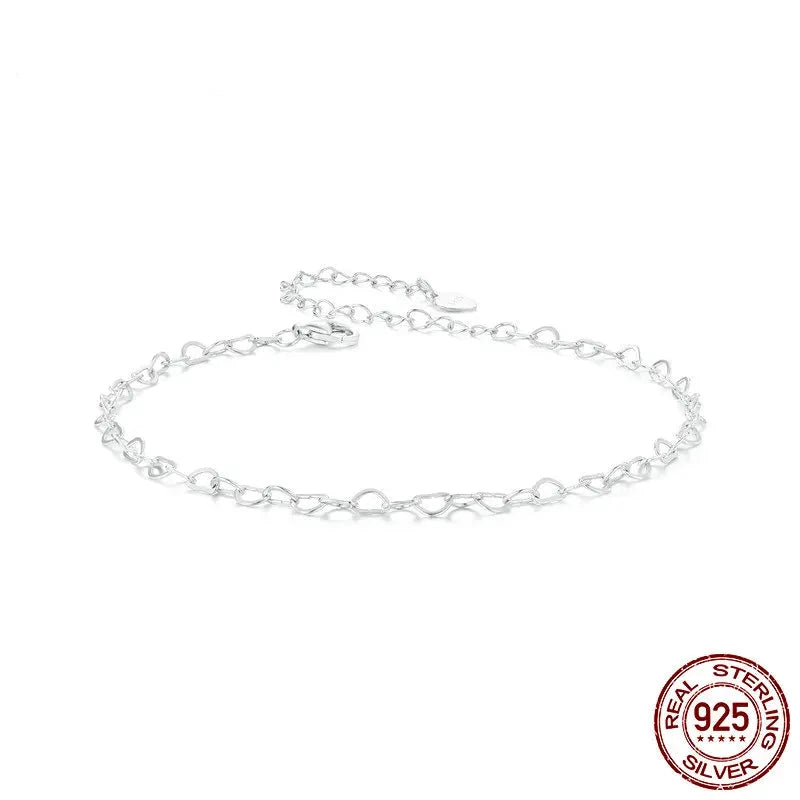 925 Sterling Silver Ankle Chain, Plated, BST007.