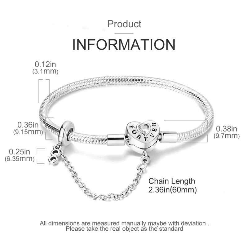 Charms Pure 925 Sterling Silver Bracelets. High Quality.