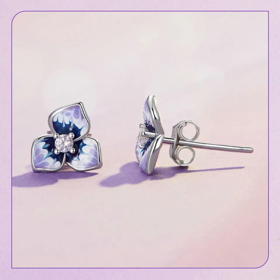 Genuine 925 Sterling Silver Flower Earrings.