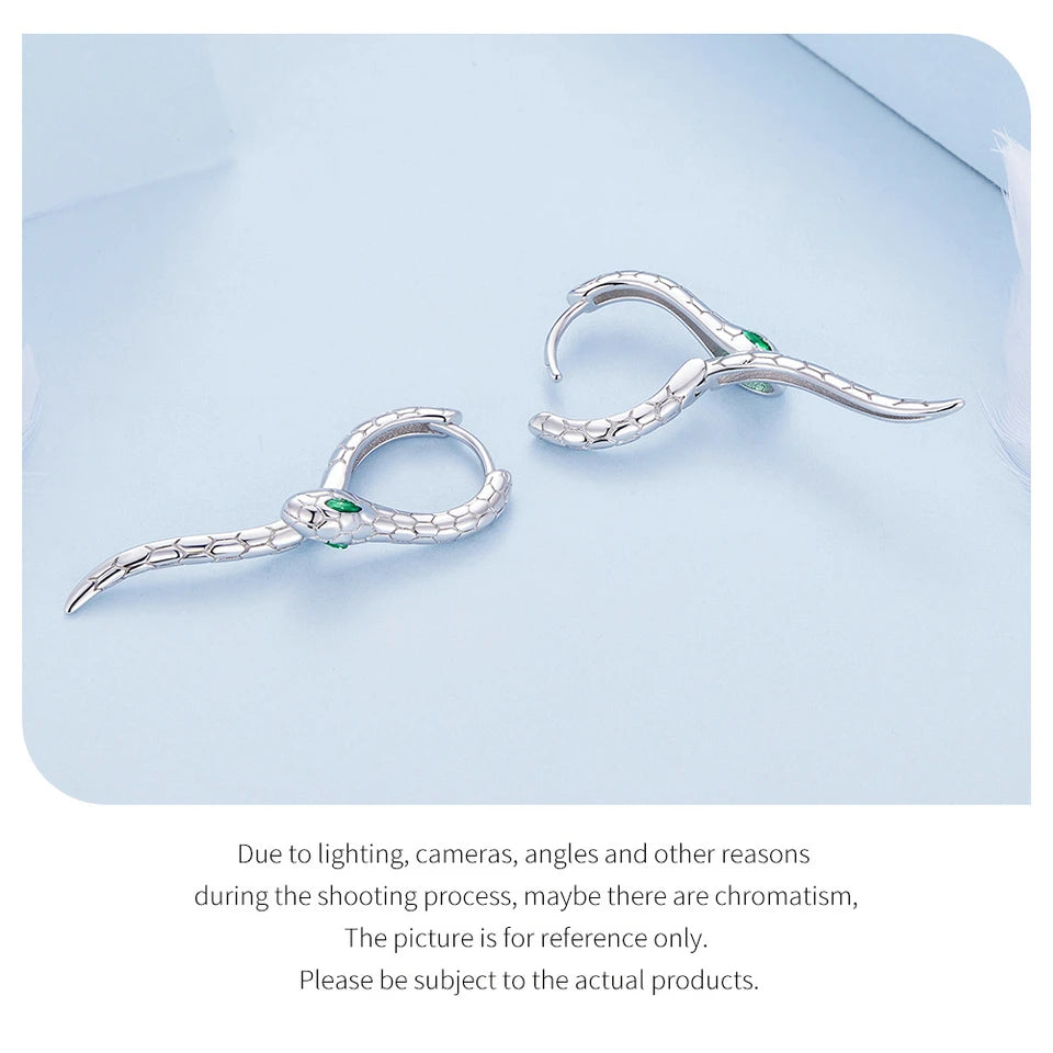 Pure 925 sterling silver snake earrings.