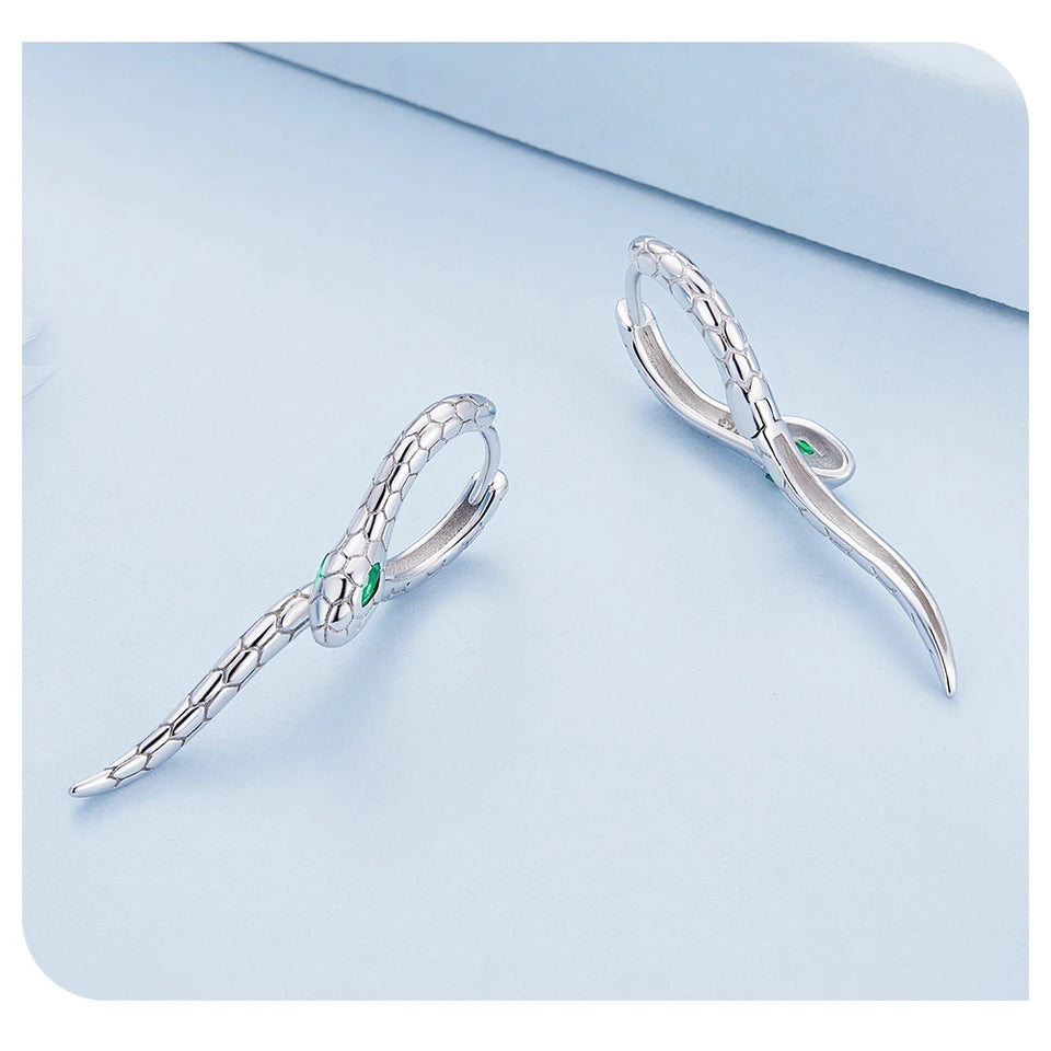 Pure 925 sterling silver snake earrings.