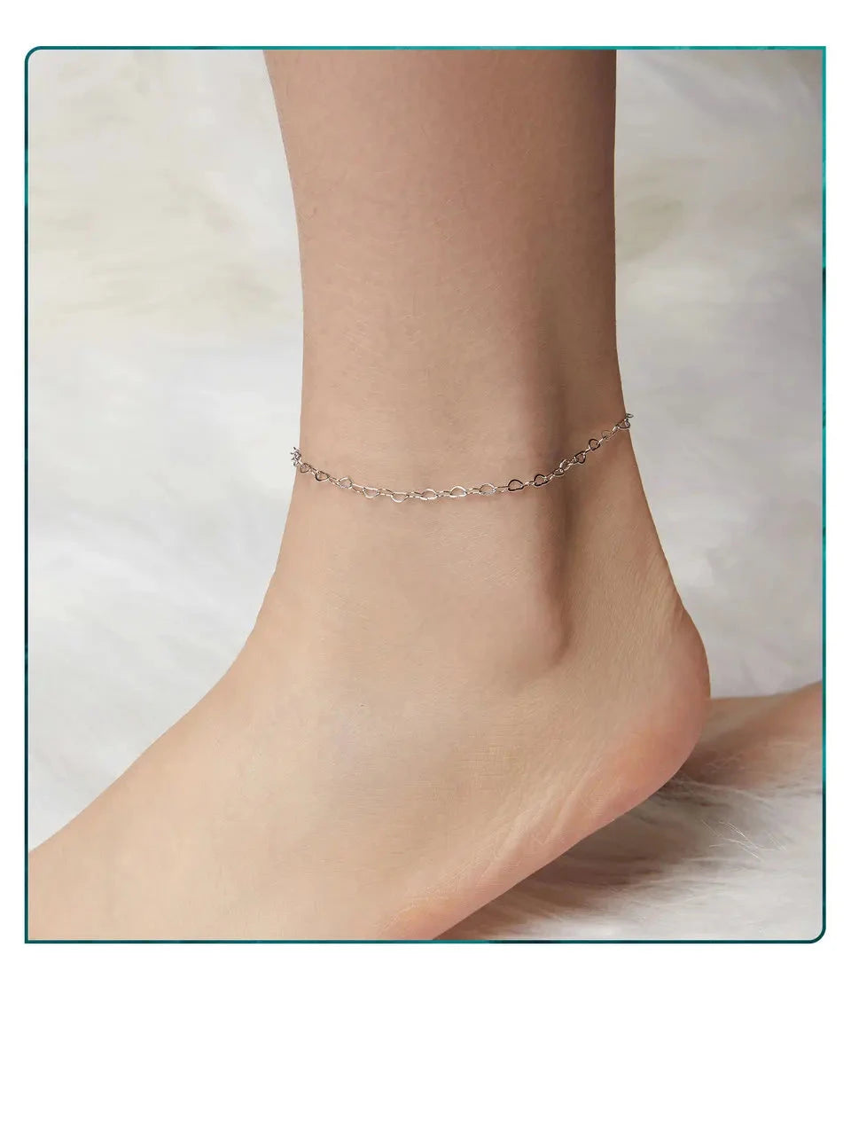 925 Sterling Silver Ankle Chain, Plated, BST007.