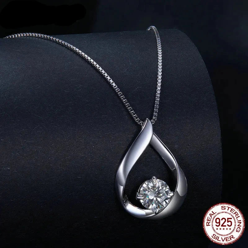 Luxury Lab Diamond Necklace and Earrings Set 925 Sterling Silver Pendants.