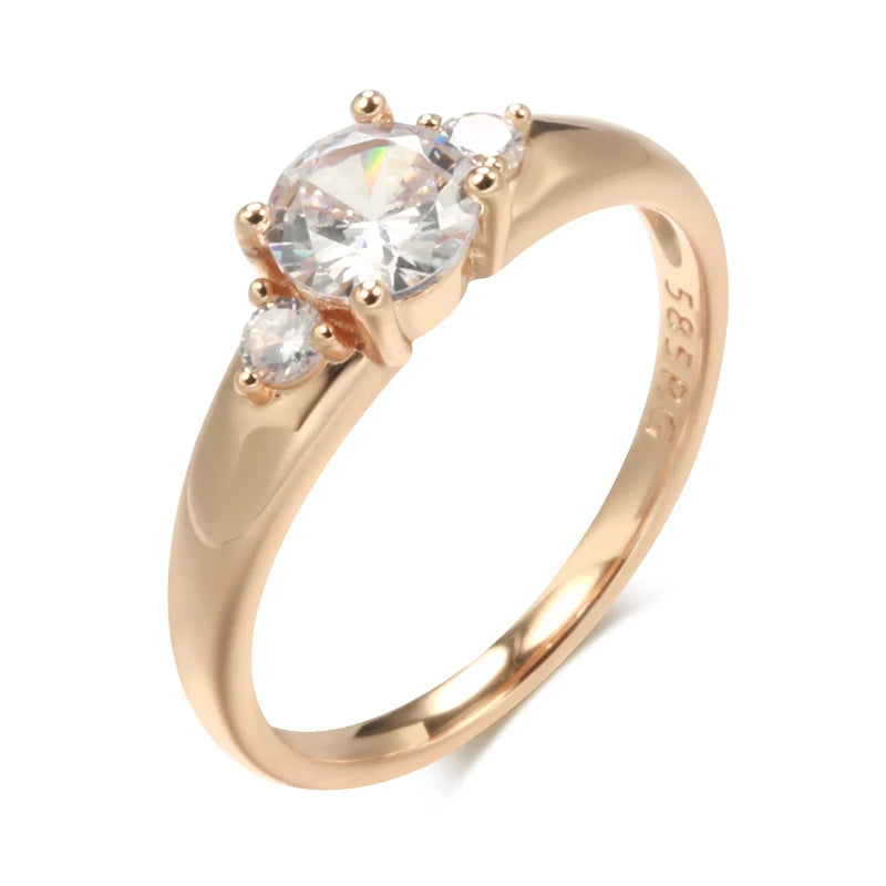 Natural Zircon Crystal Rings, Luxury Jewelry, 585 Rose Gold Ring.