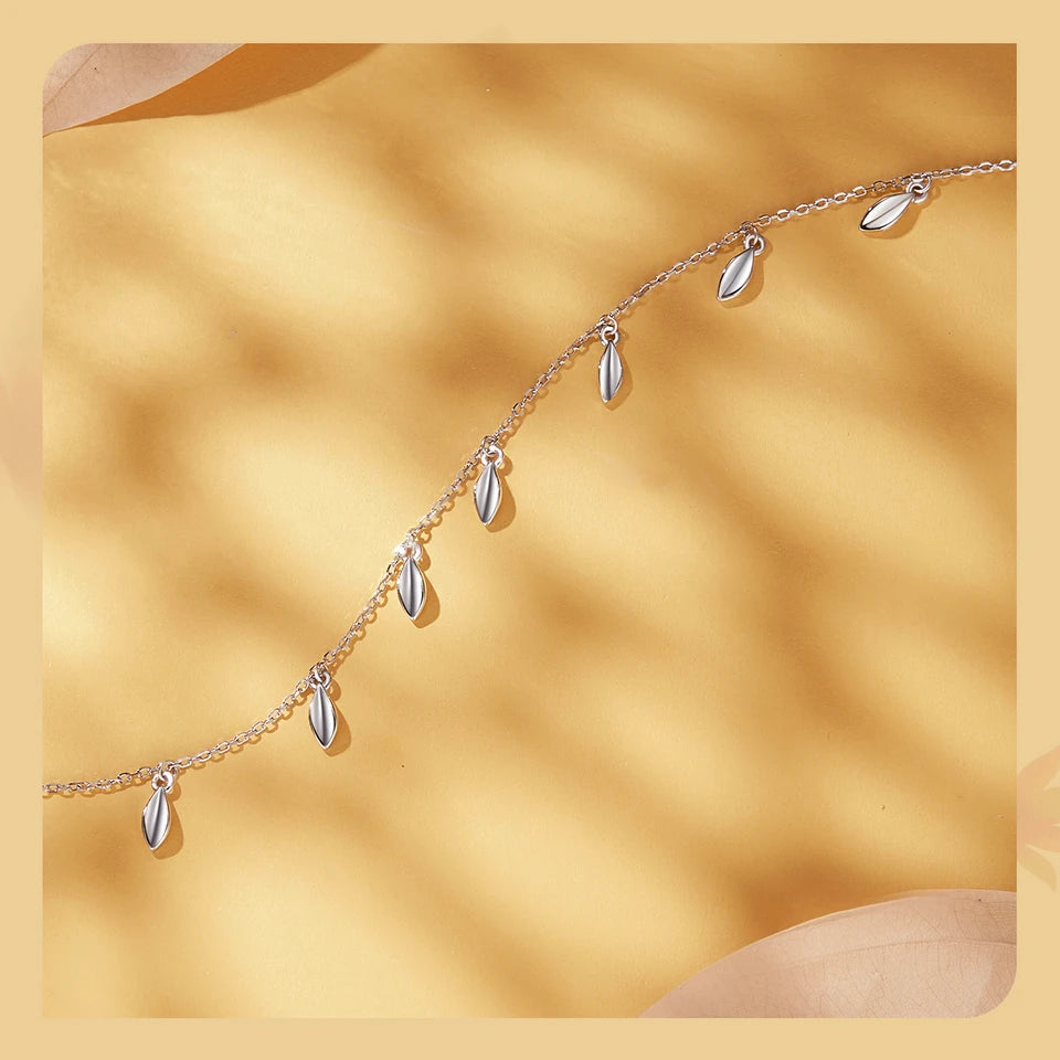 100% Pure 925 Sterling Silver Happiness Leaf Bracelet