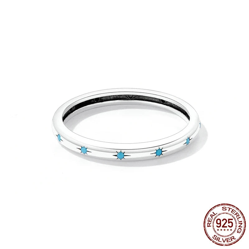 Genuine 925 Sterling Silver Star Turquoise Ring.