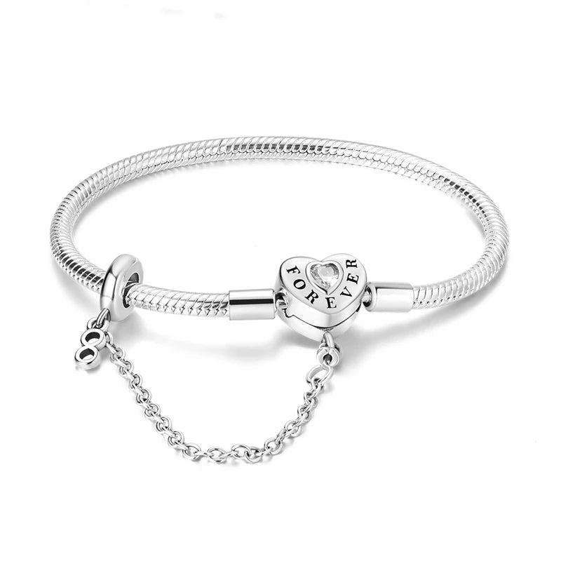 Charms Pure 925 Sterling Silver Bracelets. High Quality.