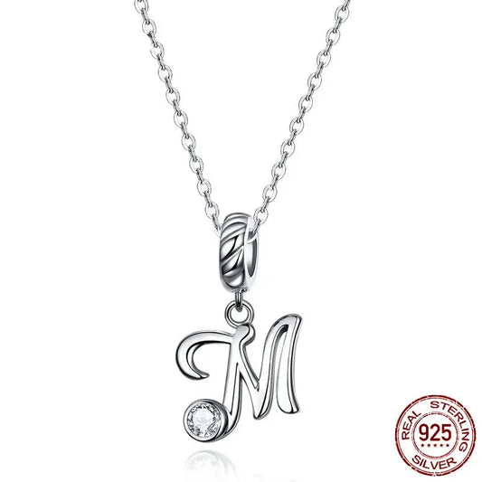 Net 925 Sterling Silver Necklace, Letters A to Z.