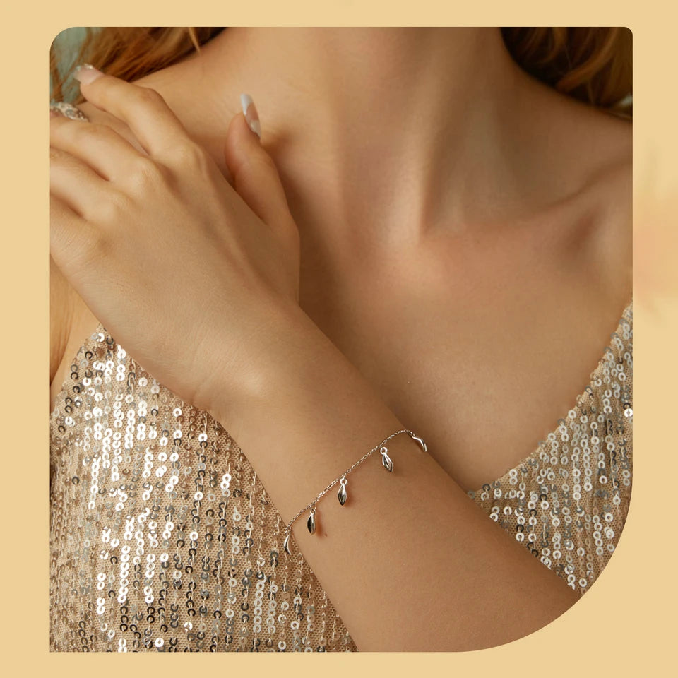 100% Pure 925 Sterling Silver Happiness Leaf Bracelet