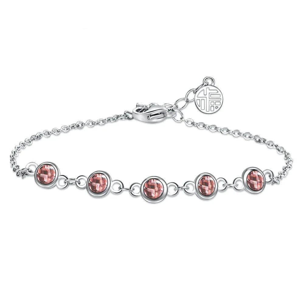 Trendy 925 sterling silver bracelet, shiny cubic zirconia jewelry.