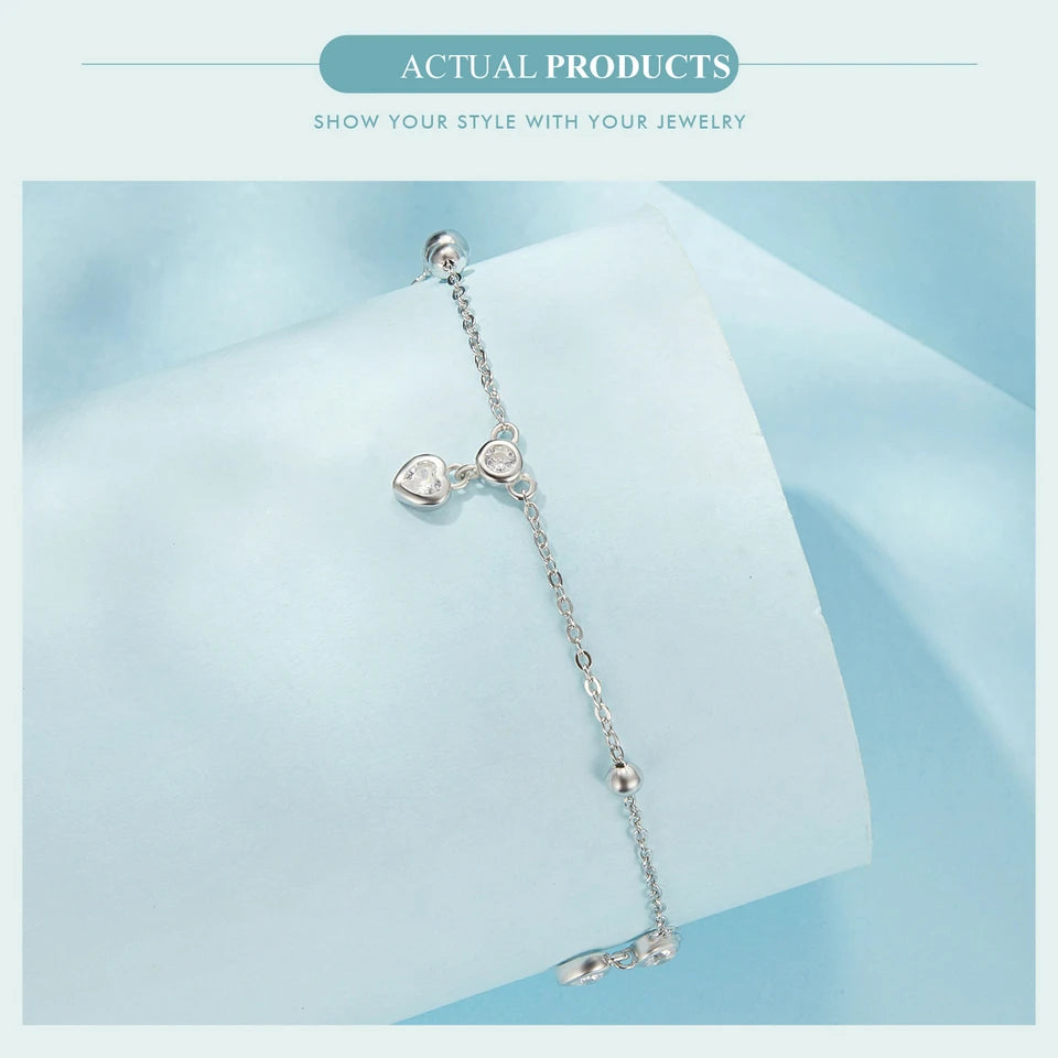 Pure 925 sterling silver snake chain anklet, adjustable.