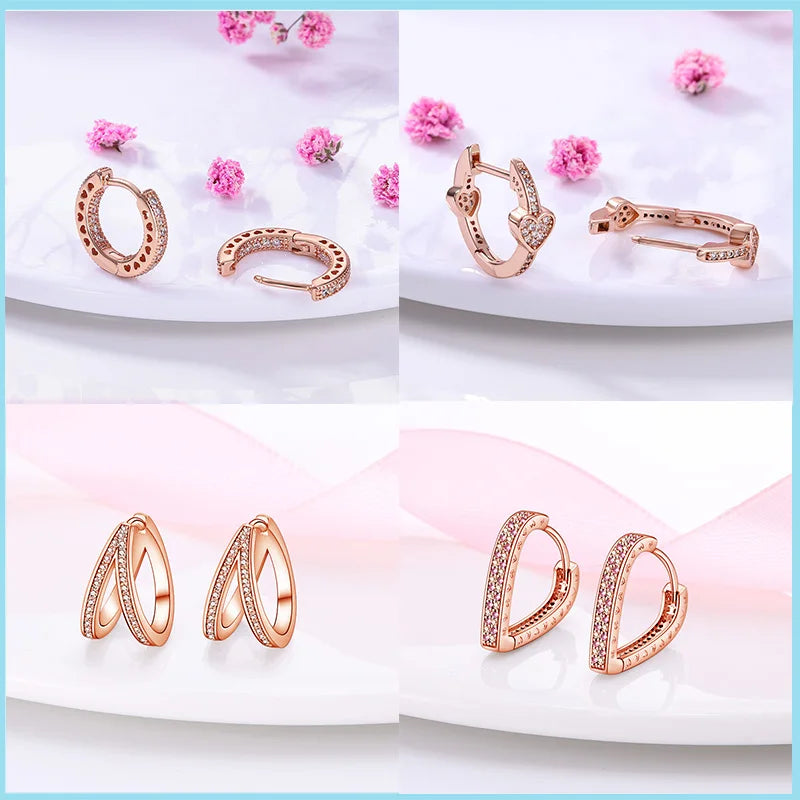 100% Genuine 925 Sterling Silver Rose Gold Hoop Earrings.