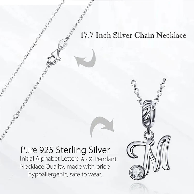 Net 925 Sterling Silver Necklace, Letters A to Z.