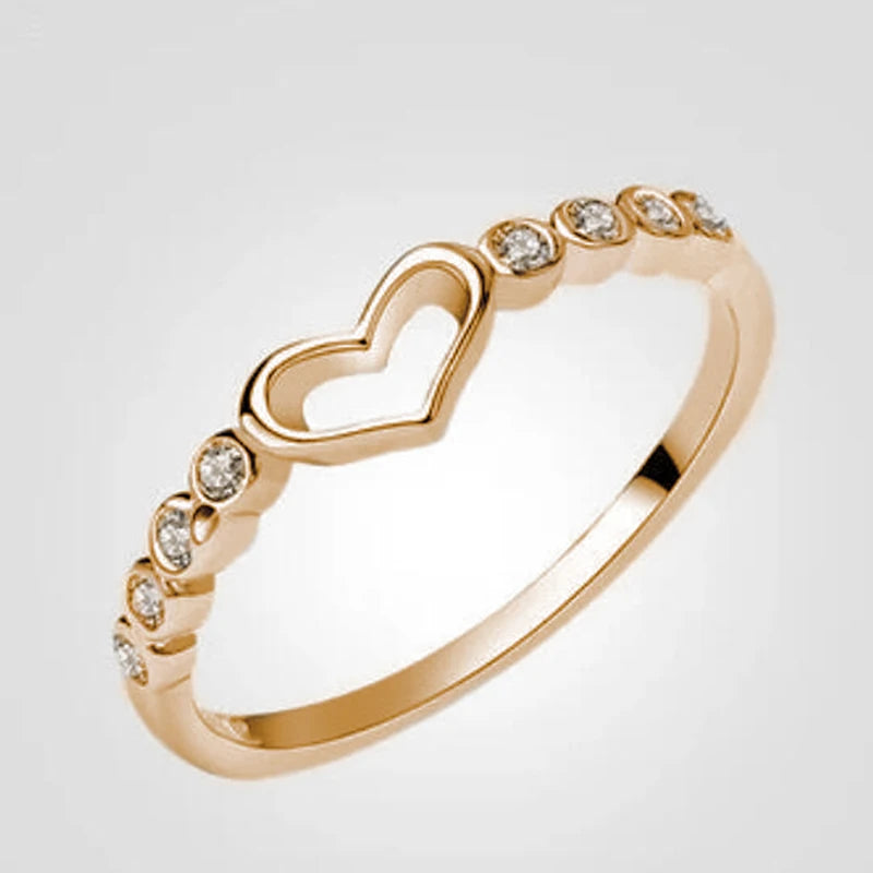 Chic heart shaped rings with sparkling cubic zirconia.