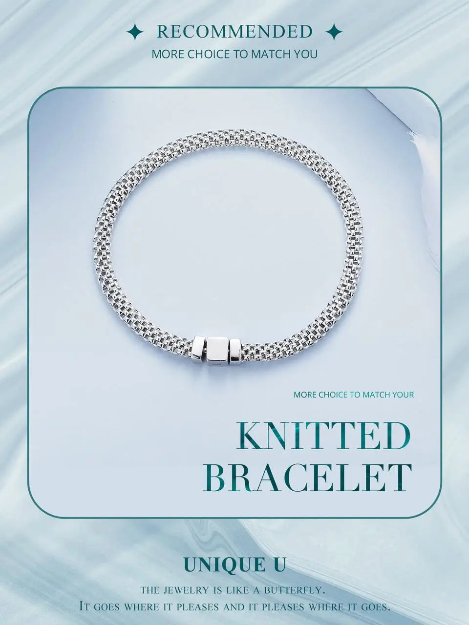 Luxury 925 Sterling Silver Knitted Mesh Bracelets.