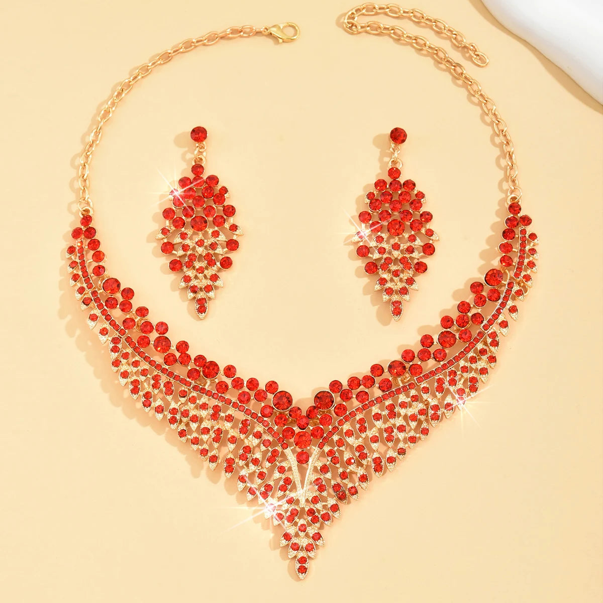 Jewelry Set, 3pcs, Necklace, Earrings, Star Leaf Embellishments.