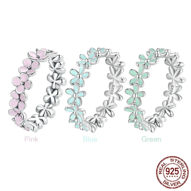 Pure S925 sterling silver Pink Wreath ring.