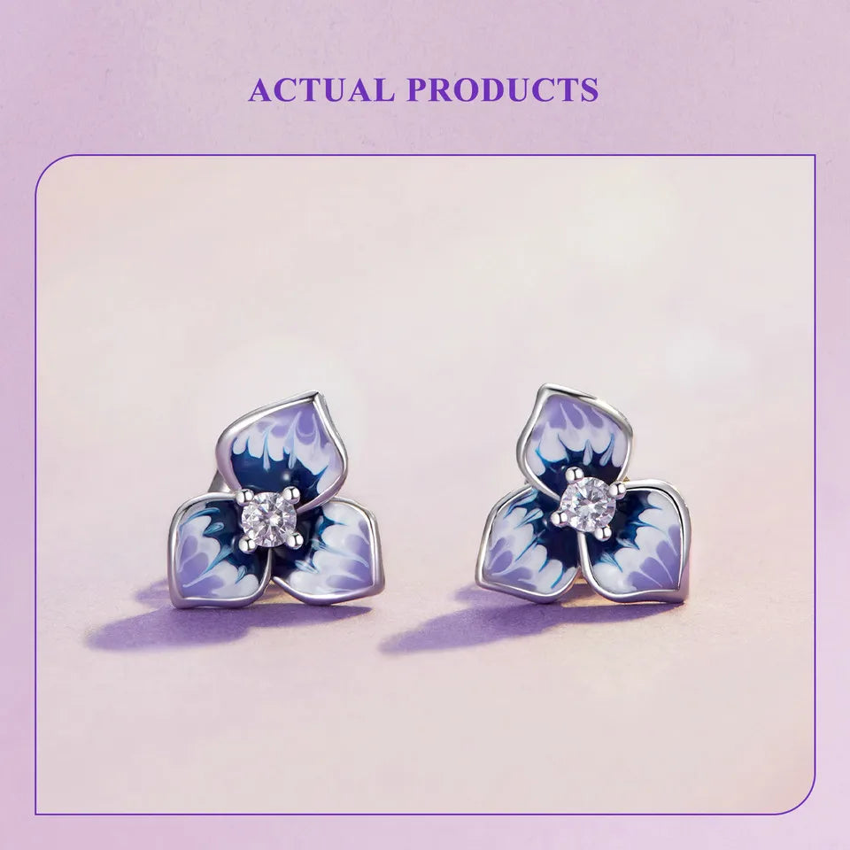 Genuine 925 Sterling Silver Flower Earrings.