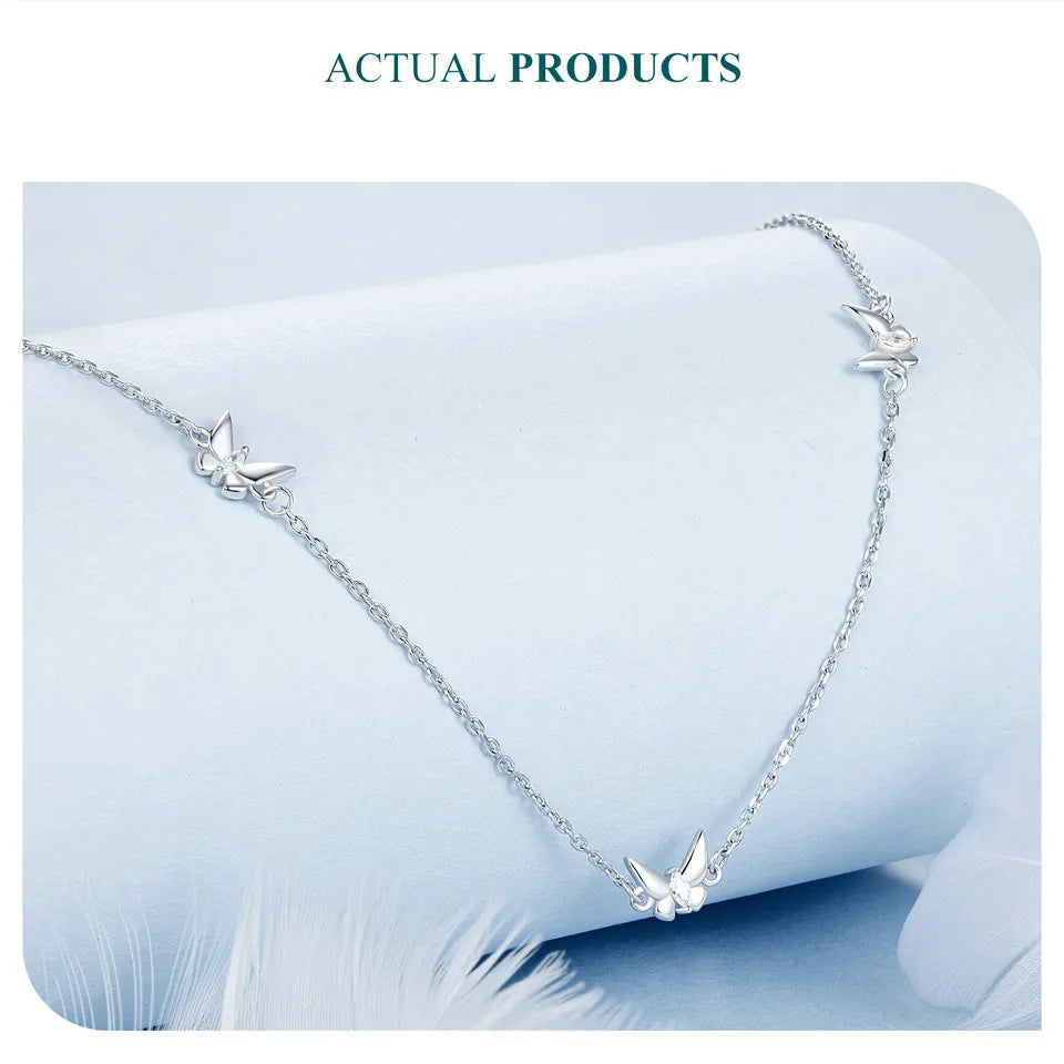 Genuine 925 Sterling Silver Mini Butterfly Necklace.