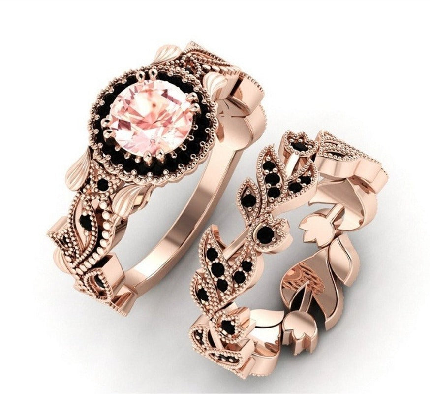 2 exquisite rings in rose gold and black zircon.