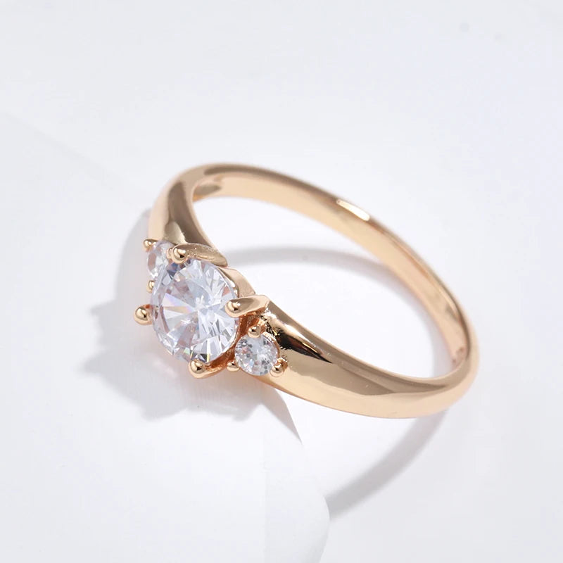 Natural Zircon Crystal Rings, Luxury Jewelry, 585 Rose Gold Ring.