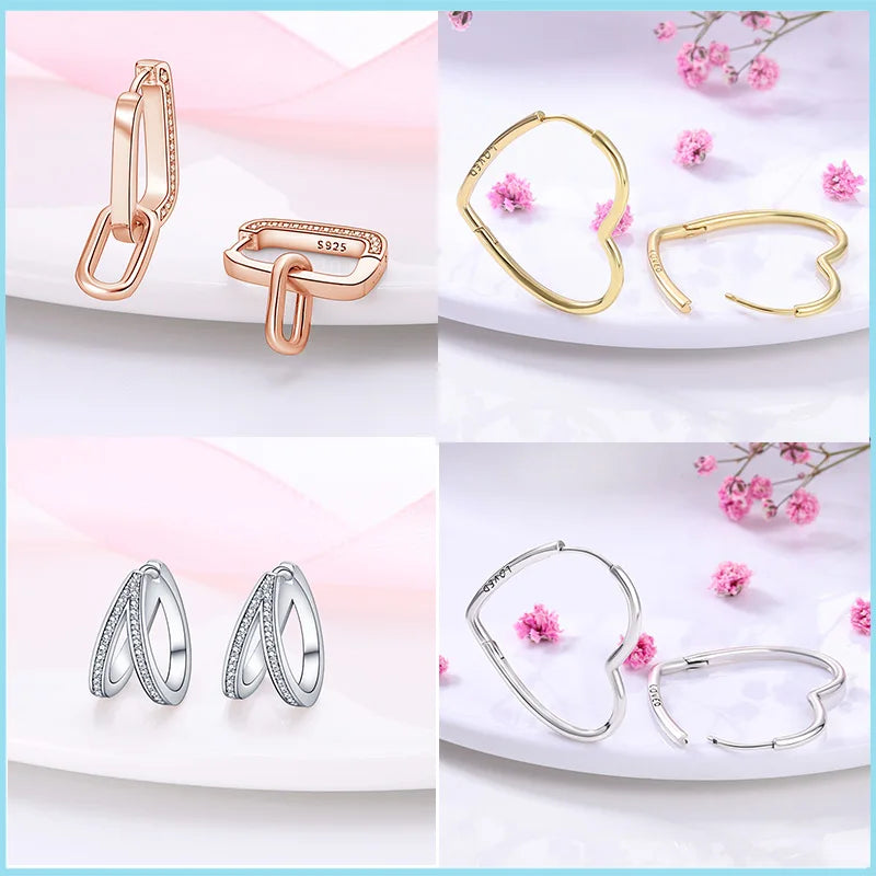 100% Genuine 925 Sterling Silver Rose Gold Hoop Earrings.