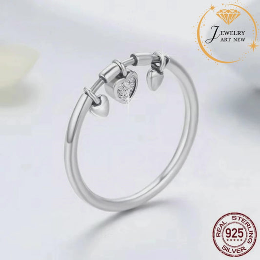 Pure 925 Sterling Silver Heart Ring.