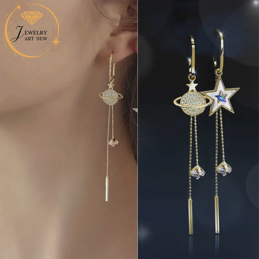 New trend crystal tassel dangle earrings.