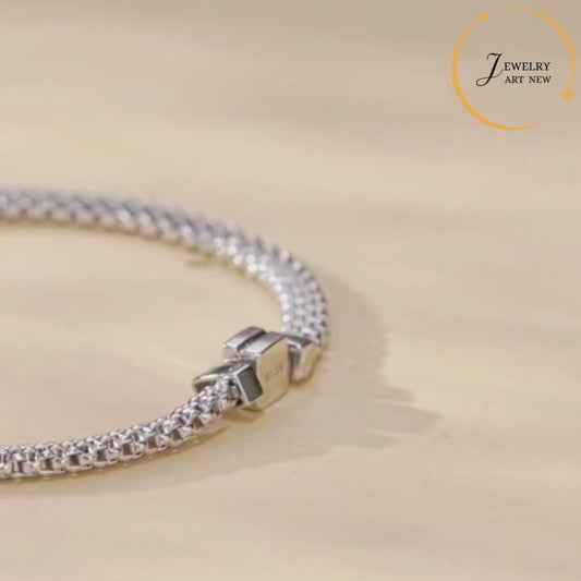 Luxury 925 Sterling Silver Knitted Mesh Bracelets.